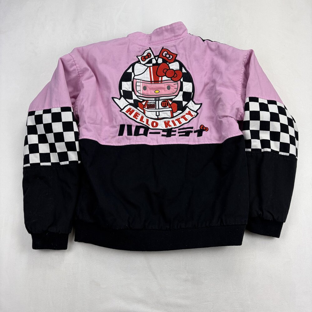 Hello Kitty Racing Jacket Pink/Black Checkerboard Women's S - Picture 3 of 10